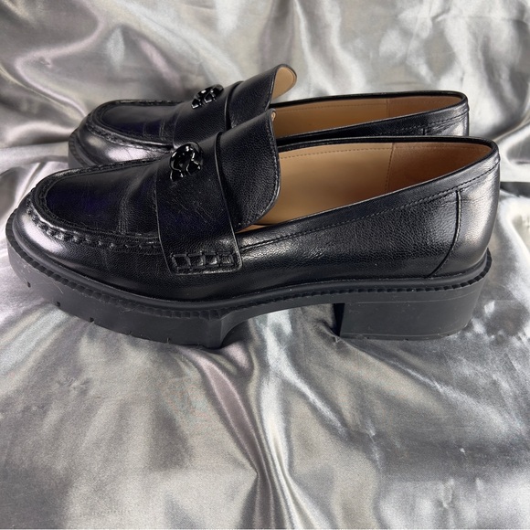 Coach Women's Leah Black Leather Chunky Lug Sole Loafers EUC Size 9 US /39 EU - Picture 6 of 16